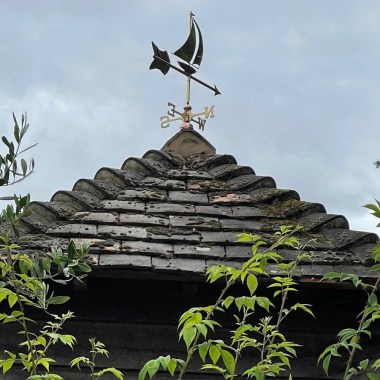 Copper sail boat weathervane